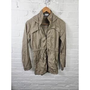 Athleta Women's Full Zip Anorak Hooded Utility Jacket Long Sleeve Tan Size XXS